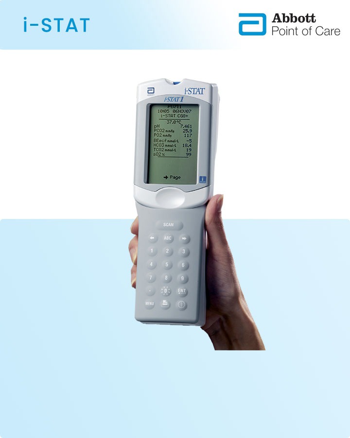 Abbott i-STAT handheld device with i-STAT Cartridges | Portable blood analysis | Blood Gas Analyzer